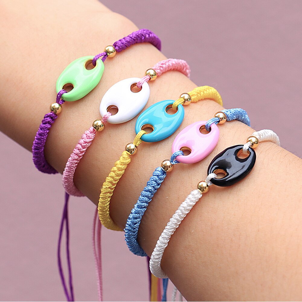 Neue H Schwein Nase Regenbogen Seil Kette Armbinde Für Frau Mann Sommer freundlicher Leuchtstoff Armbänder schmuck