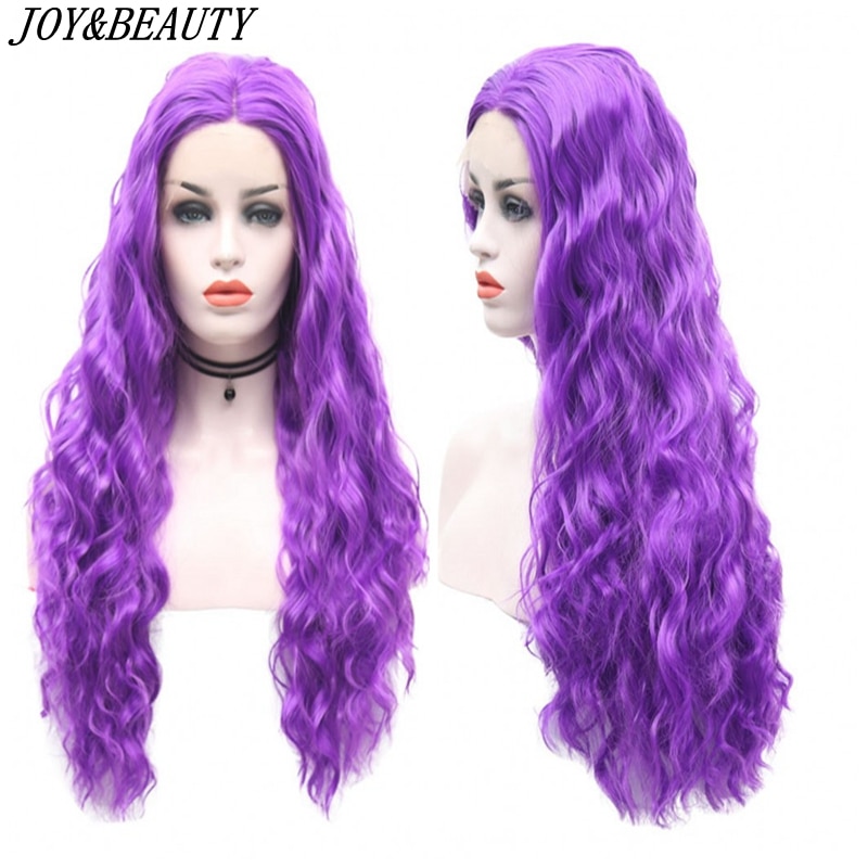 Perruque Lace Front Wig synthétique violette longue-JOY & BEAUTY | Perruque Lace Wig ondulée en Fiber de haute température, perruques pour femmes