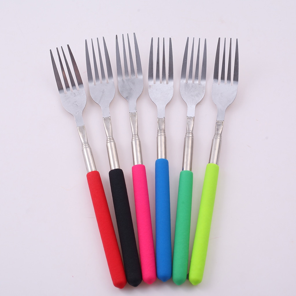 Funny Fork Extension Long Extendable Telescopic Freeloader Trick Prank BBQ Tool CFWS