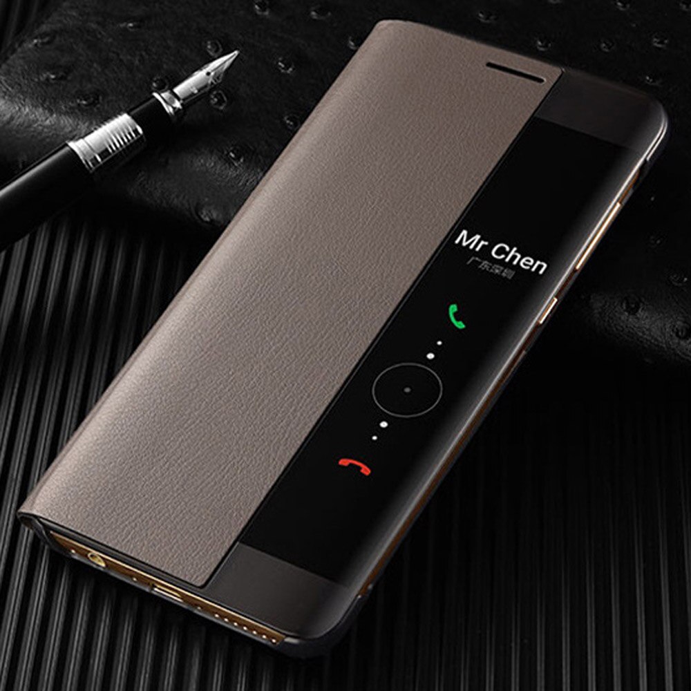 Smart view cover til huawei mate 10 pro mate 10 pro magnetisk stødsikkert cover til huawei mate 10 pro 10 pro flip læder telefoncover: Til kompis 10 / Brun