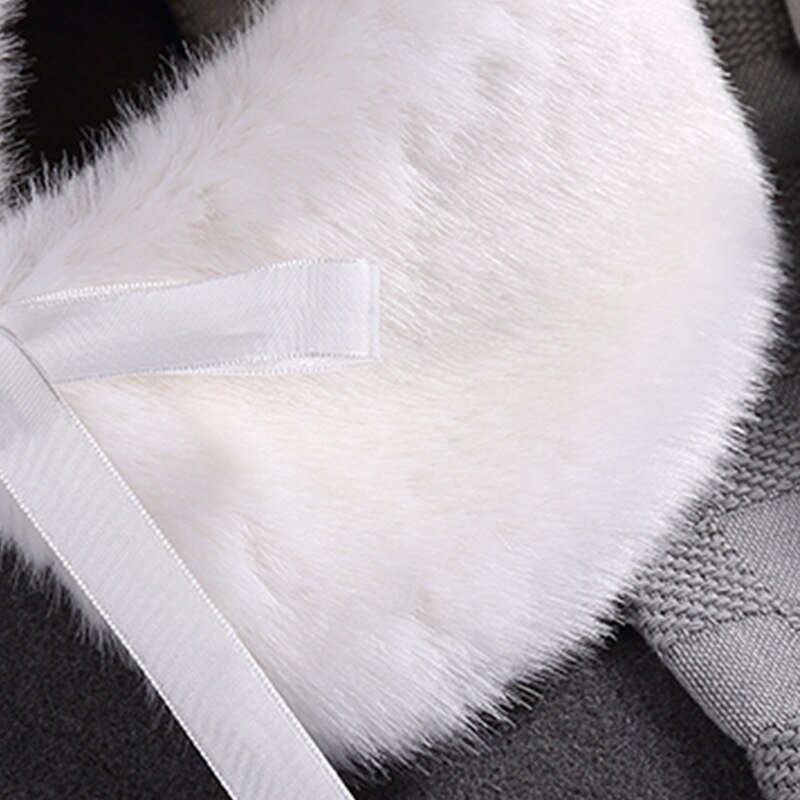 Collo di pelliccia per bambini autunno inverno mantella calda sciarpa spessa bianca con scialle elegante