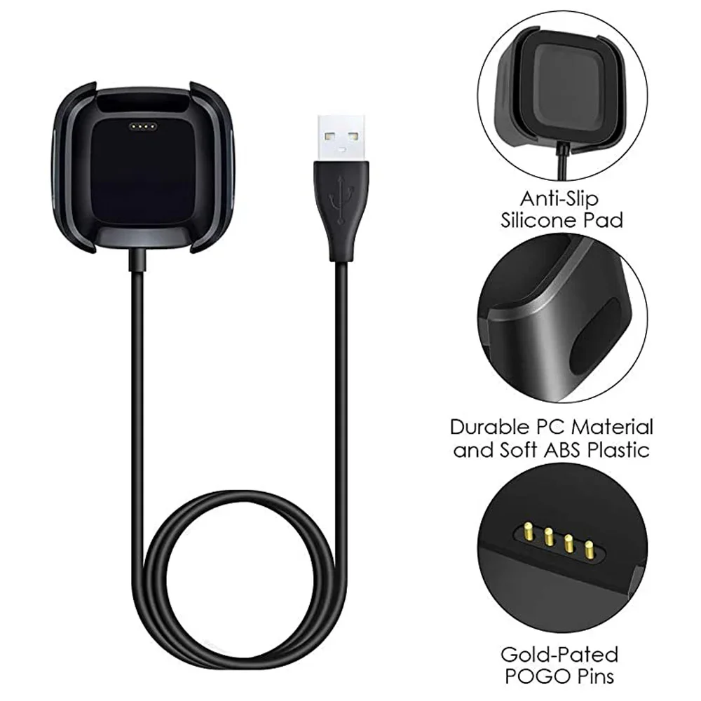 Adaptador de Cable de cargador USB para Fitbit Versa 1/Versa 2, adaptador de carga para reloj inteligente, accesorios Dord para Fitbit versa lite