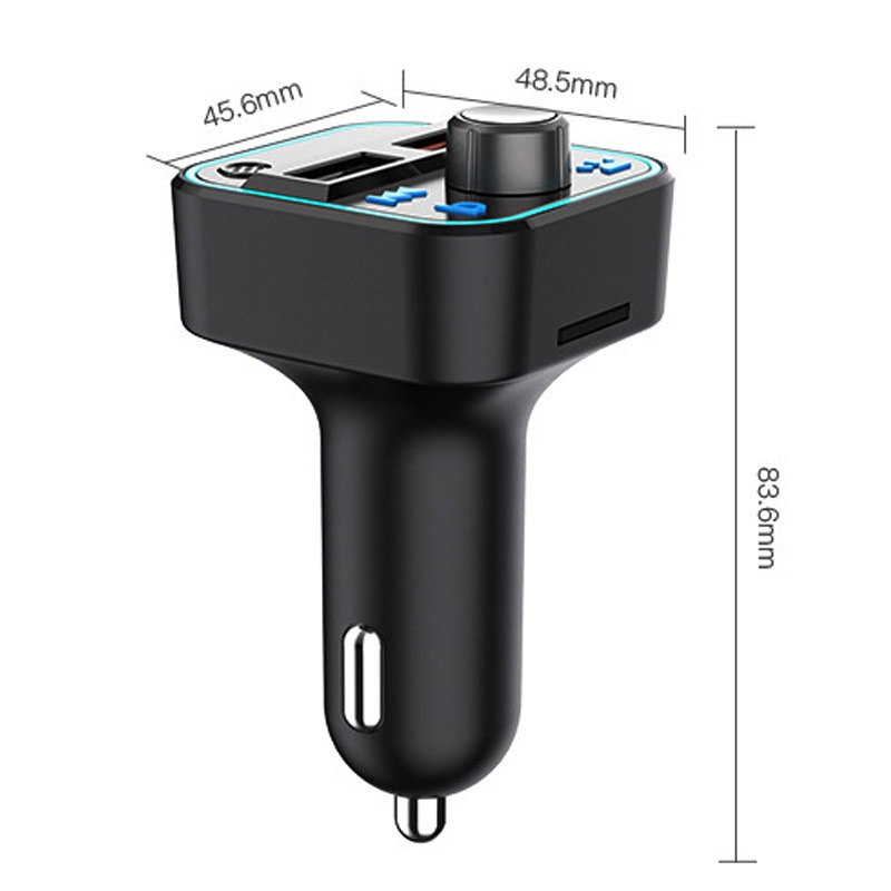 JaJaBor FM Transmitter Bluetooth Car Kit Bass Stereo MP3 Player with LED Atmosohere Light Wireless Handsfree QC3.0 Quick Charge