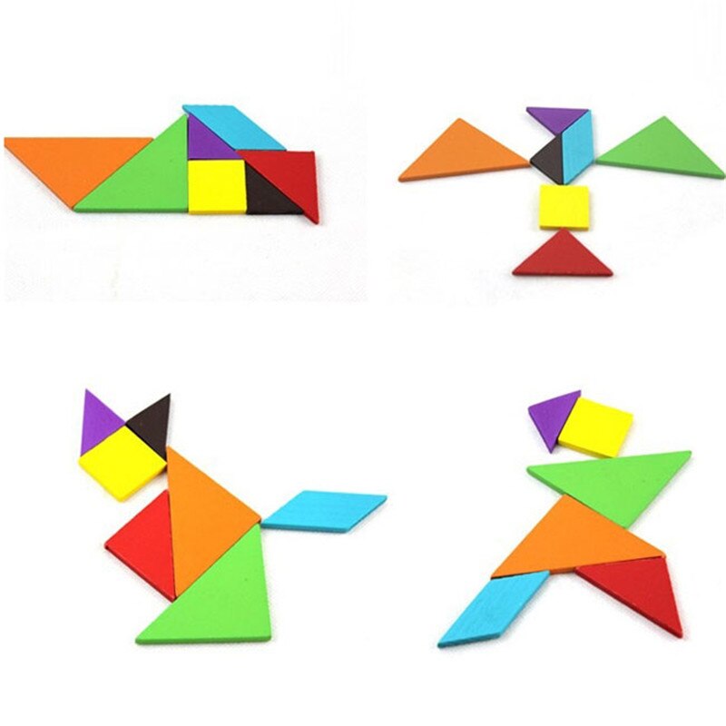 Ig spill hjernetrim tregeometri tangram puslespill form kognitiv intellektuell utvikling barneleker barneleke