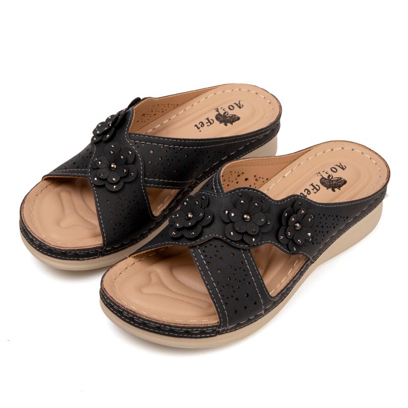 Vrouwen Sandalen Zomer Schoenen Vrouw Zachte Bodem Wiggen Schoenen Voor Vrouwen Platform Sandalen Hakken Gladiator Sandalias Mujer: Black / 41