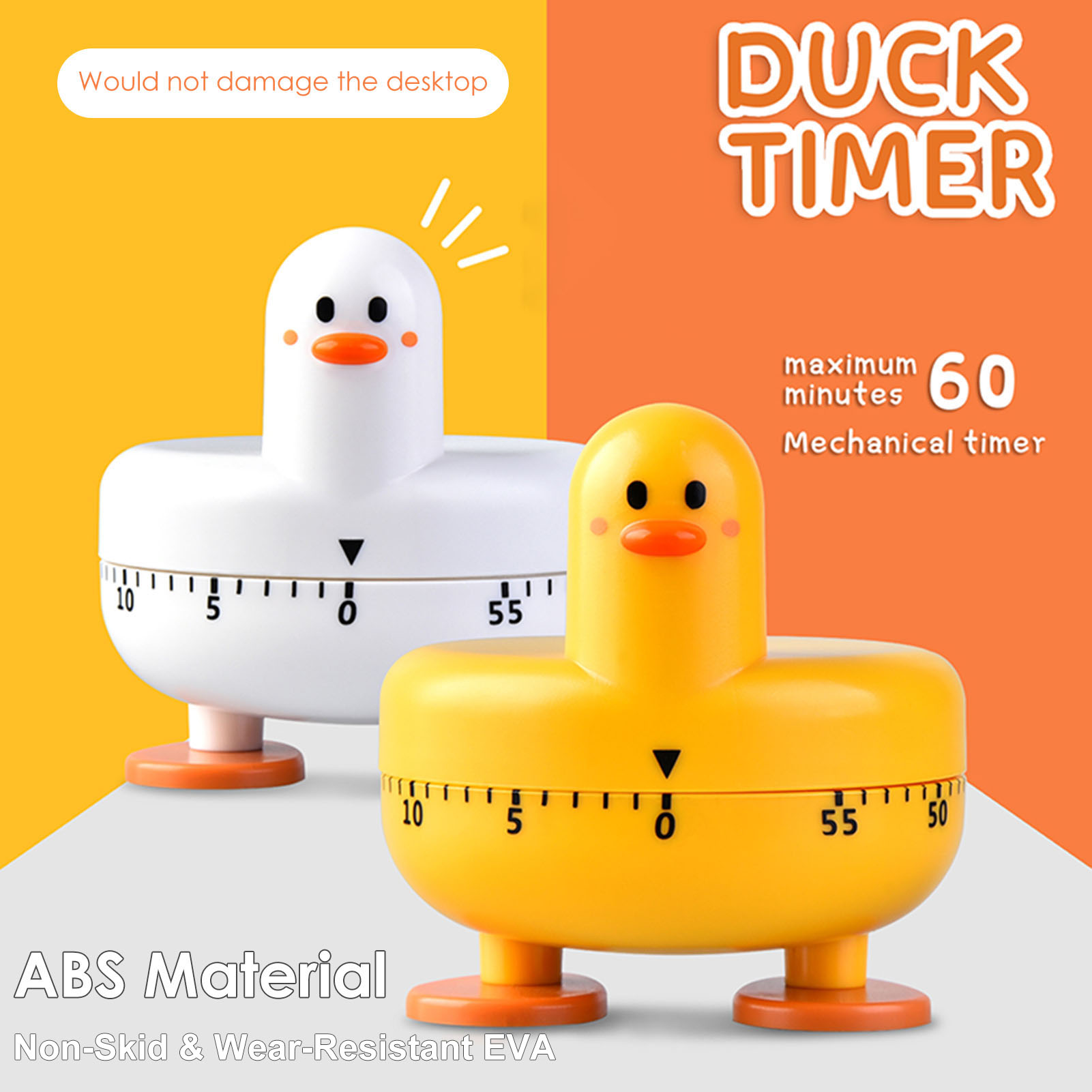 Kitchen Mechanical Timer Students Mini Lovely Duck Appearance Rotatable Time Reminder