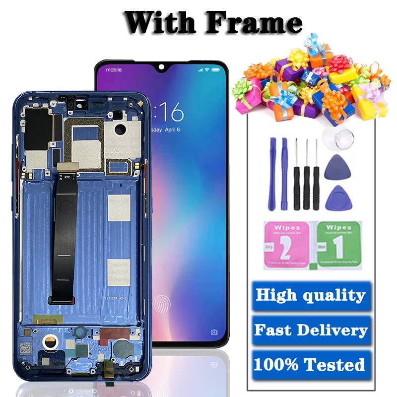 Super AMOLED 6.39" For xiaomi Mi 9 LCD Display Touch Screen Digitizer Assembly with Fingerprint For xiaomi Mi9 M1902F1G Display