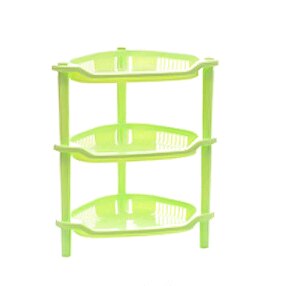 3/4 Layer Assemble Plastic Kitchen Storage Rack Bathroom Organizer Shelf Square Triangle Corner Holder Shelf Stackable: Green B