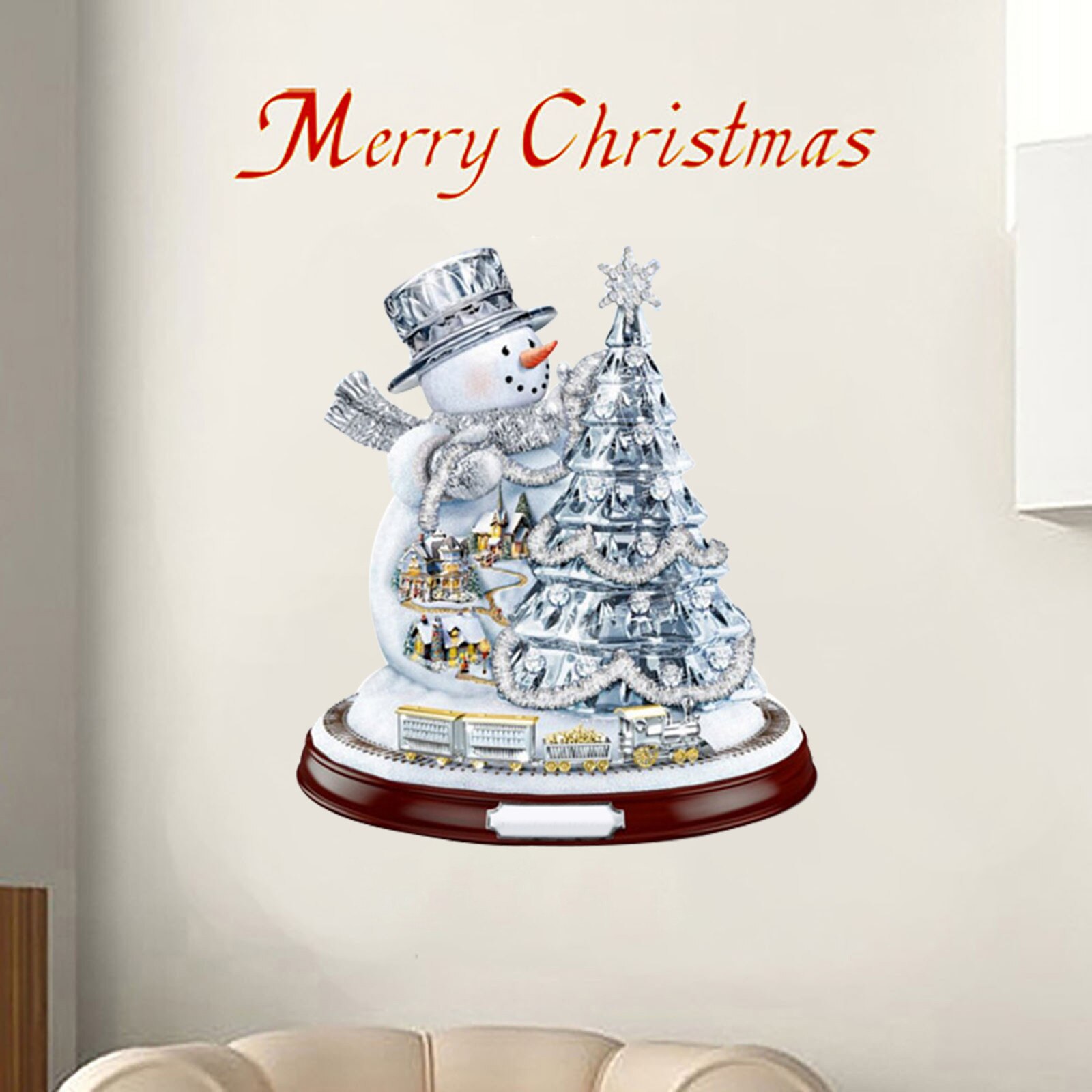 Christmas Village Wreath Decorations Paste Window Paste Stickers Party Year Window Decoration Новогодние Украшения: T