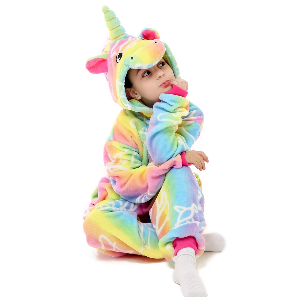 Kigurumi pijamas crianças nova kigurumi pijama criança unicórnio arco-íris pijamas macacão macacão