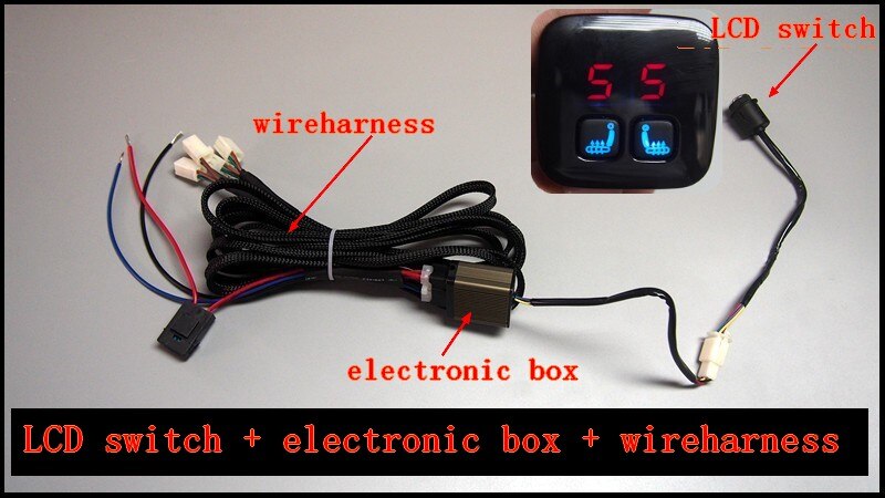 car heater car seat heat switch and wireharness only,kinds of heat switch to choose: round LCD