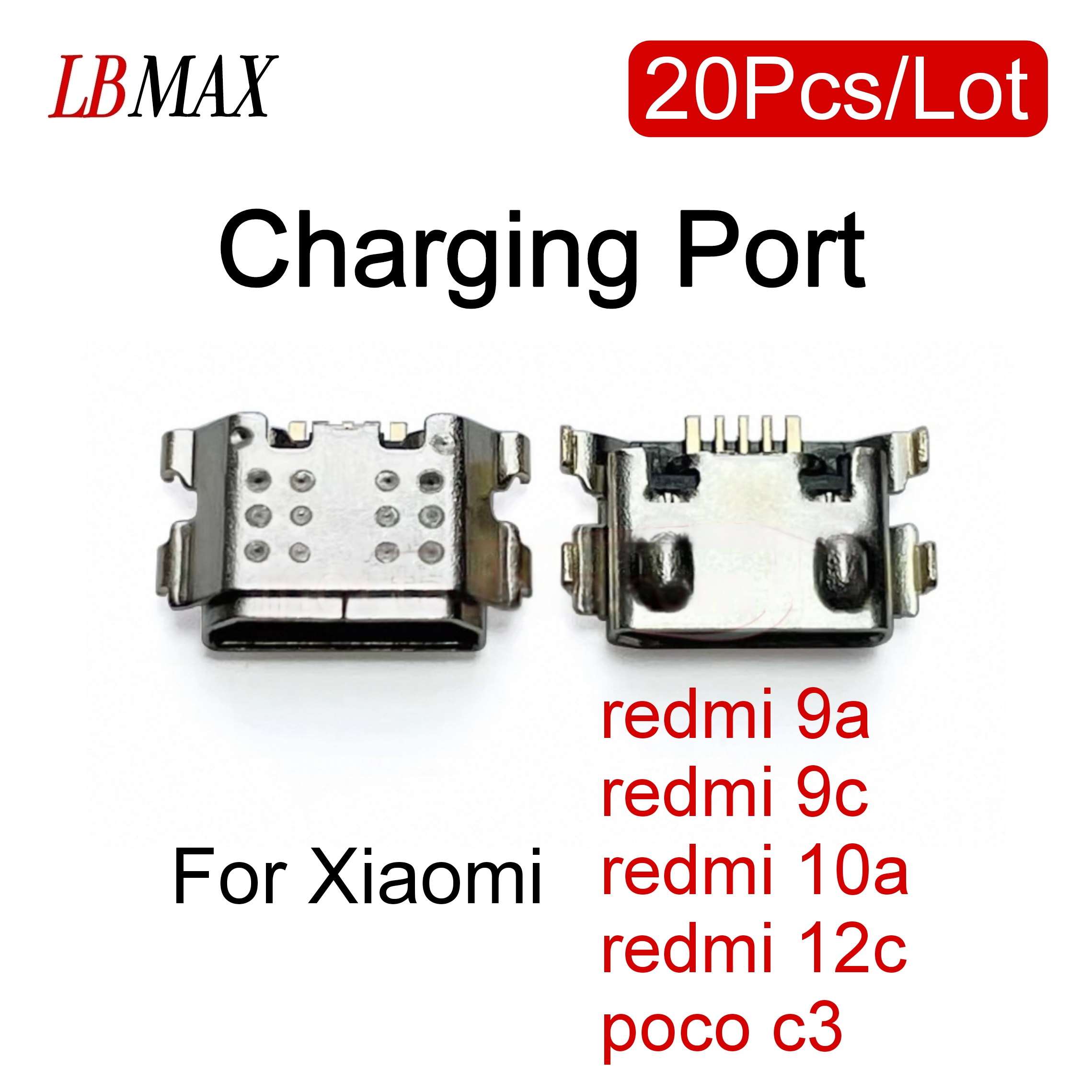 10-200pcs Micro USB Connector Charging Port Dock Plug Socket For xiaomi redmi 9a redmi 9c redmi 10a 12c poco c3 USB-C Repair: Brown