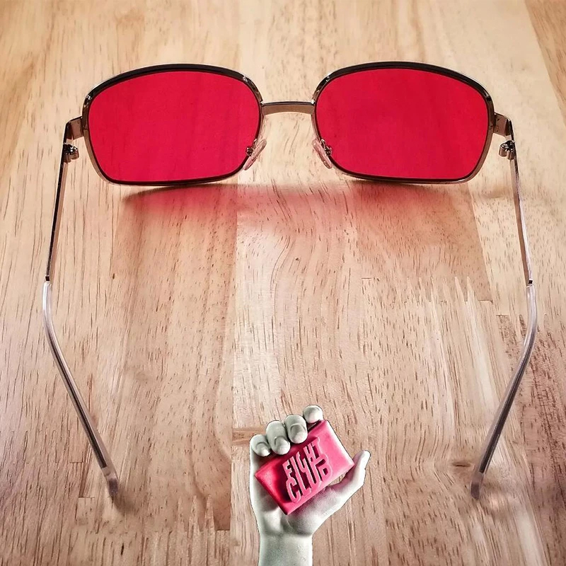 Project Mayhem Sunglasses Fight Club Tyler Durden Oliver Peoples 523 Brad Pitt men RED lens sunglasses:with box: green