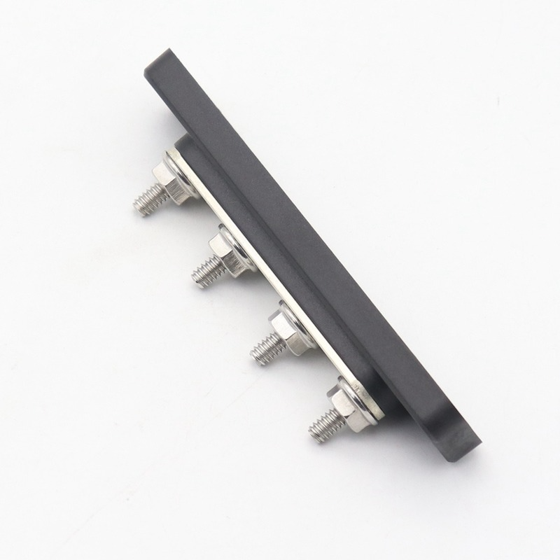 Terminal Bus Bar &amp; Cover Ground Distribution Block Kit High Current 4 Way Busbar 100A + Transparent Upper Cover for 12/24V Car