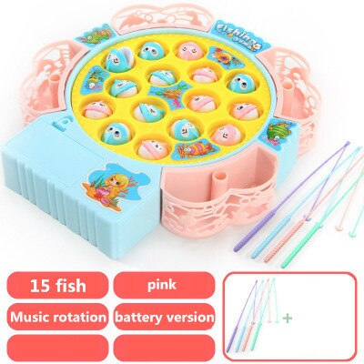 Kids Fishing Toys Electric Rotating Fishing Play Game Musical Fish Plate Set Magnetic Outdoor Sports Toys for Children: 1