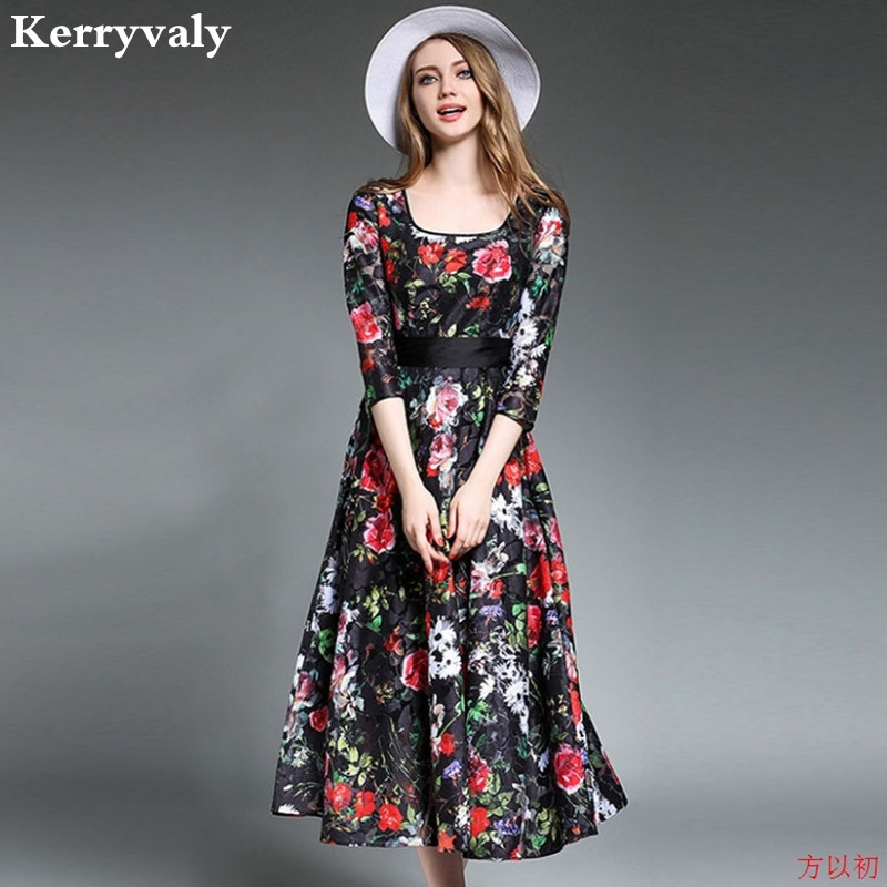 Bohemian Floral Maxi Lace Render Dress Robe De Soiree Longue Spring Long Evening Party Christmas Dress Vestido Longo K8231: S