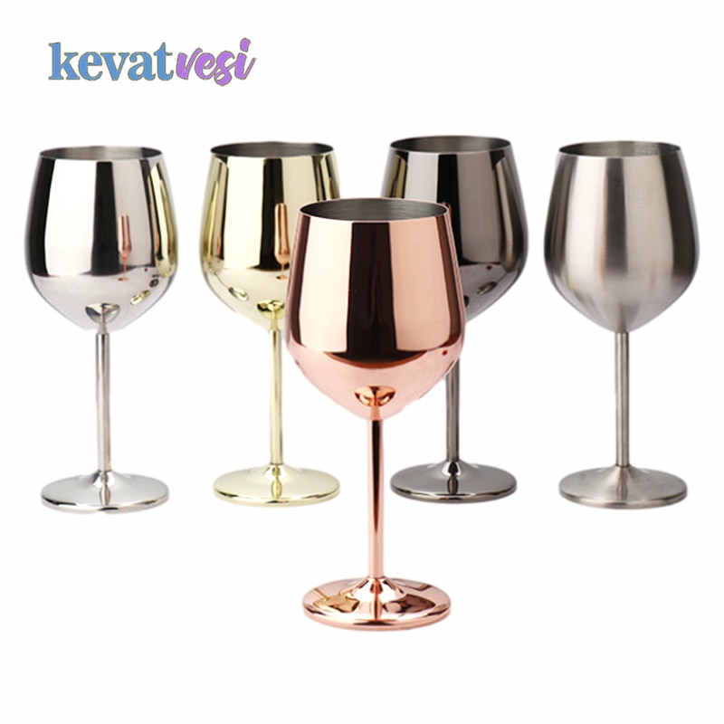 Stainless Steel Goblet Wine Glass Champagne Coupes Cup Cocktail Glass for Wine Party Bar Restaurant Red Wine Cup 150/250/500ML