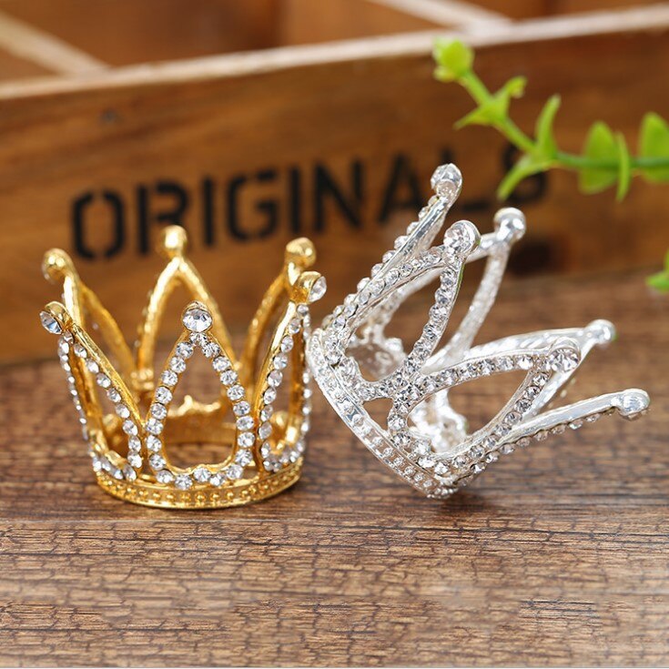 Mini Crown Cake Topper Metalen Parel Gelukkige Verjaardag Cake Toppers Wedding & Engagement Cake Decor Sweet 16 Party Decoraties