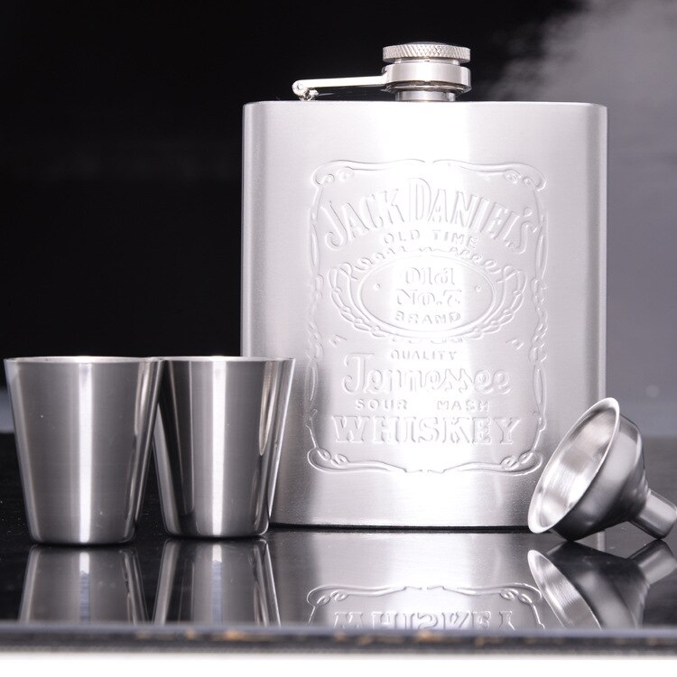 Stainless Steel Hip Flask Flasks for Liquor Set with Bonus Funnel &amp; Shot Glasses &amp; Box(00251)