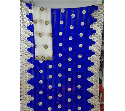 african nigerian lace fabric real silk fabric with chiffon blouse ribbon silk fabrics for women dress 7yards: YC12073S3