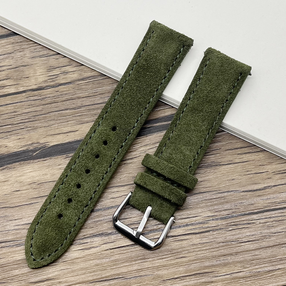 Bracelet de montre en daim gris vert bleu marron beige noir couleurs bracelet de montre en cuir 18mm 19mm 20mm 22mm 24mm bracelet de montre de remplacement