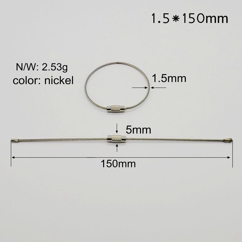 10pcs/package Stainless Steel Wire ring wire cable loop Cable ring for Outdoor Hiking wire rope key loop: 150mm