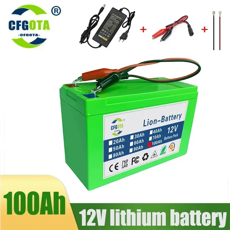 12V 100Ah lithium ion Rechargeable Battery Charger Deep Cycle Battery Pack For Kid Scooters with Built-in BMS Power display