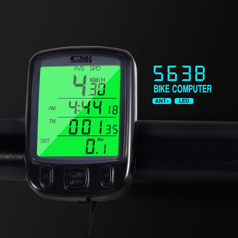 TOP Sunding SD 563, pantalla LCD impermeable, odómetro para ordenador de bicicleta, velocímetro con retroiluminación verde,