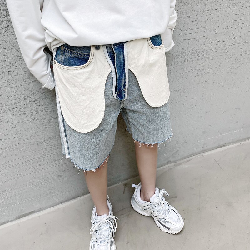 Mænd sommer inde i knælængde jeans mandlige vintage streetwear hip hop afslappet denim bukser jeans