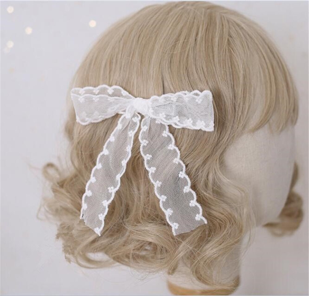Sweet Lolita Girl – épingle à cheveux en dentelle blanche, fait à la main, accessoires pour cheveux D283