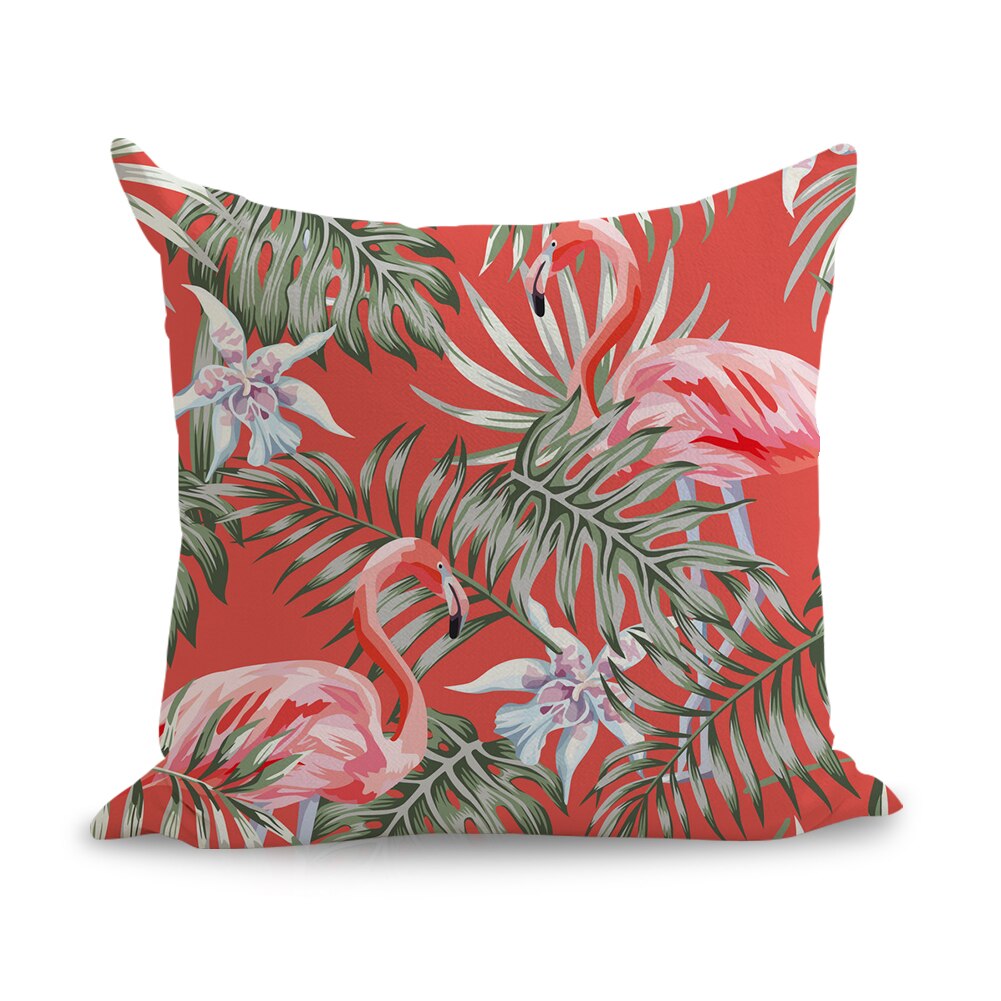 Flamants roses tropicaux ananas motif oreillers lin canapé siège coussin jeter oreiller décor à la maison