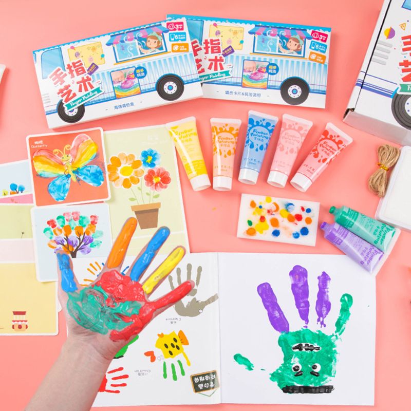 30ml Finger Paint 6/8/12 Colors Set Washable Kids Finger Paint for Children Art Painting Supplies C26
