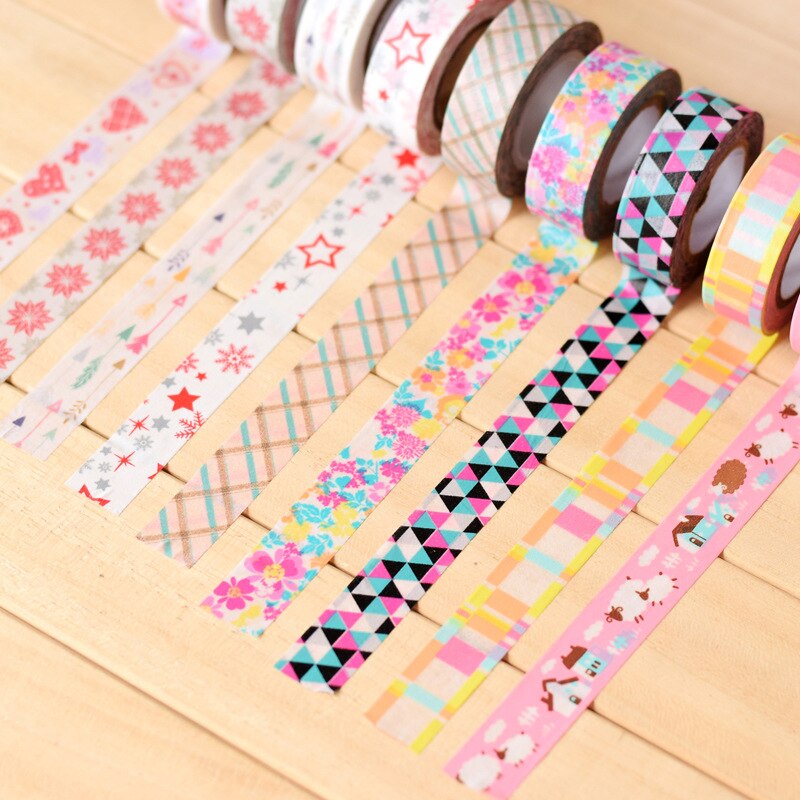 1/2/5Pcs 1.5 Cm 10M Diy Papier Sticky Sticker Decoratieve Washi Tape Bjstore