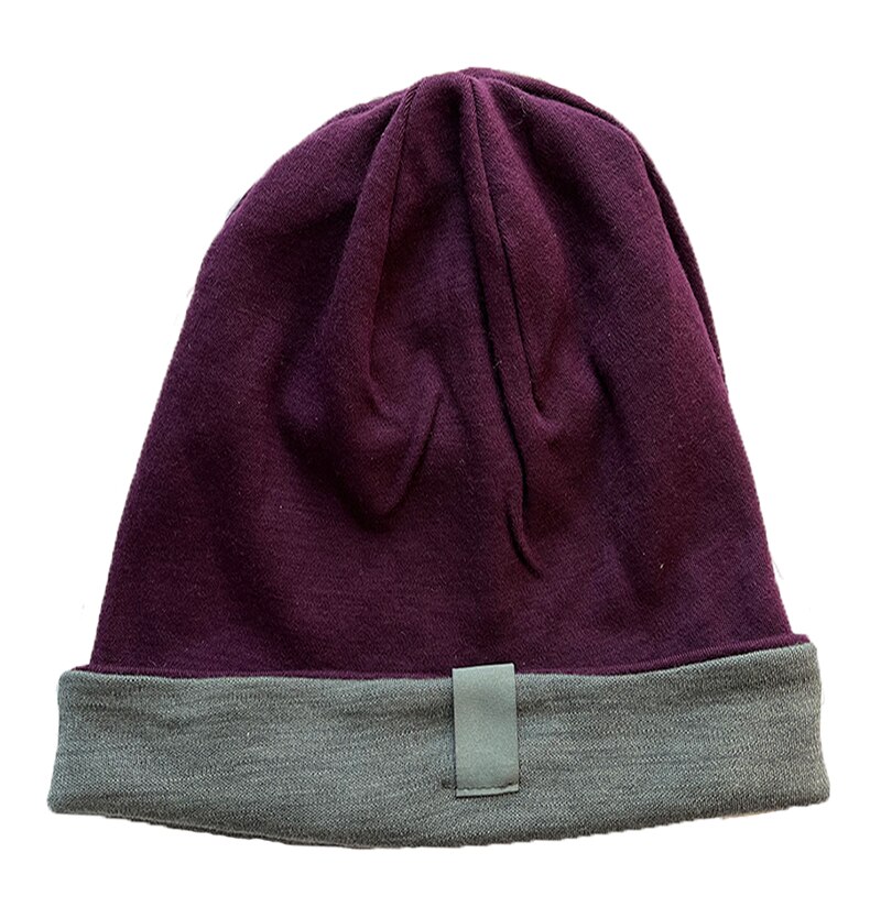 Unisex Merino Wol Manchet Beanie Hoed 100% Merino Wol Ridge Manchet Wol Beanie 2 Laag Warme Wollen Muts Mannen Vrouwen beanie Cap: Wine Gray