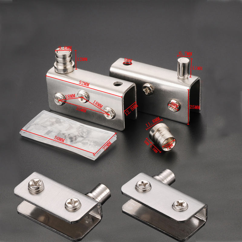 Myhomera 4 Piece Glass Pivot Hinge Rotation Axis Stainless Steel Wine Cabinet Door Rotating Hinges Clamp Clip Shaft Hidden Hinge: 4 Pieces-Medium