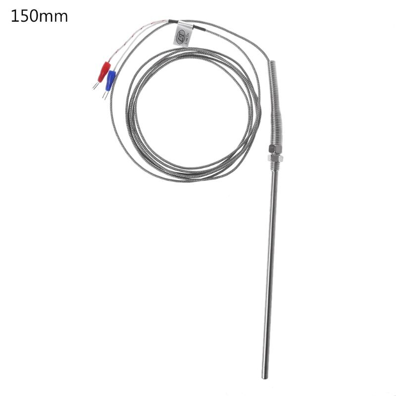 Termopar tipo K, Cable de 2m, sonda de Sensor de temperatura de rosca M8, 50mm/100mm/200mm: 150mm