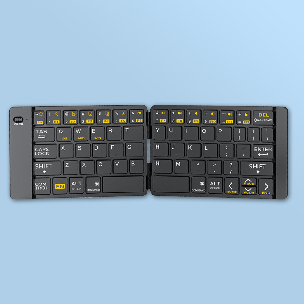 Foldable Wireless Keyboard Ultra Slim Bluetooth Keyboard Rechargeable Portable Folding Keyboard for Tablet Laptop: BROWN