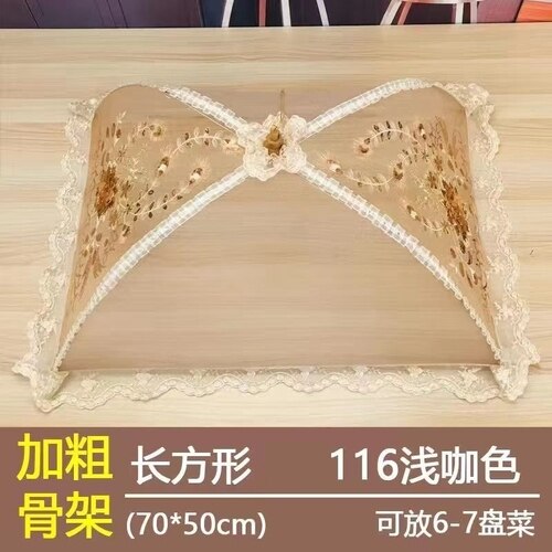 Dish cover good folding food cover dish cover large food umbrella cover lace: L87-116-75x50cm