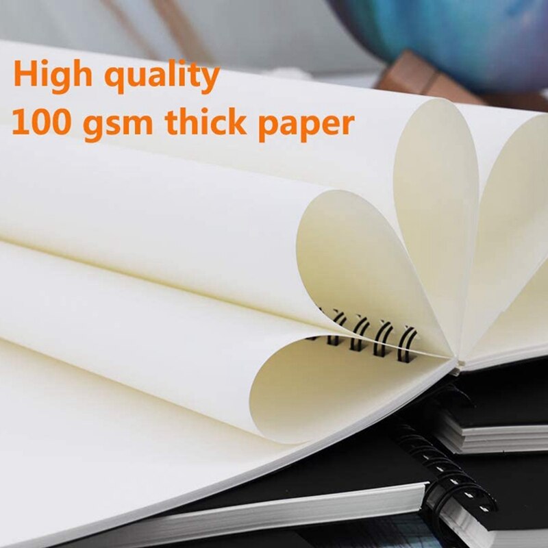 5 sztuk A5 czarny notes spiralny pusty Sketchbook unrushed Journal Pack gruby pusty papier 50 arkuszy 100 bez podszewki stron