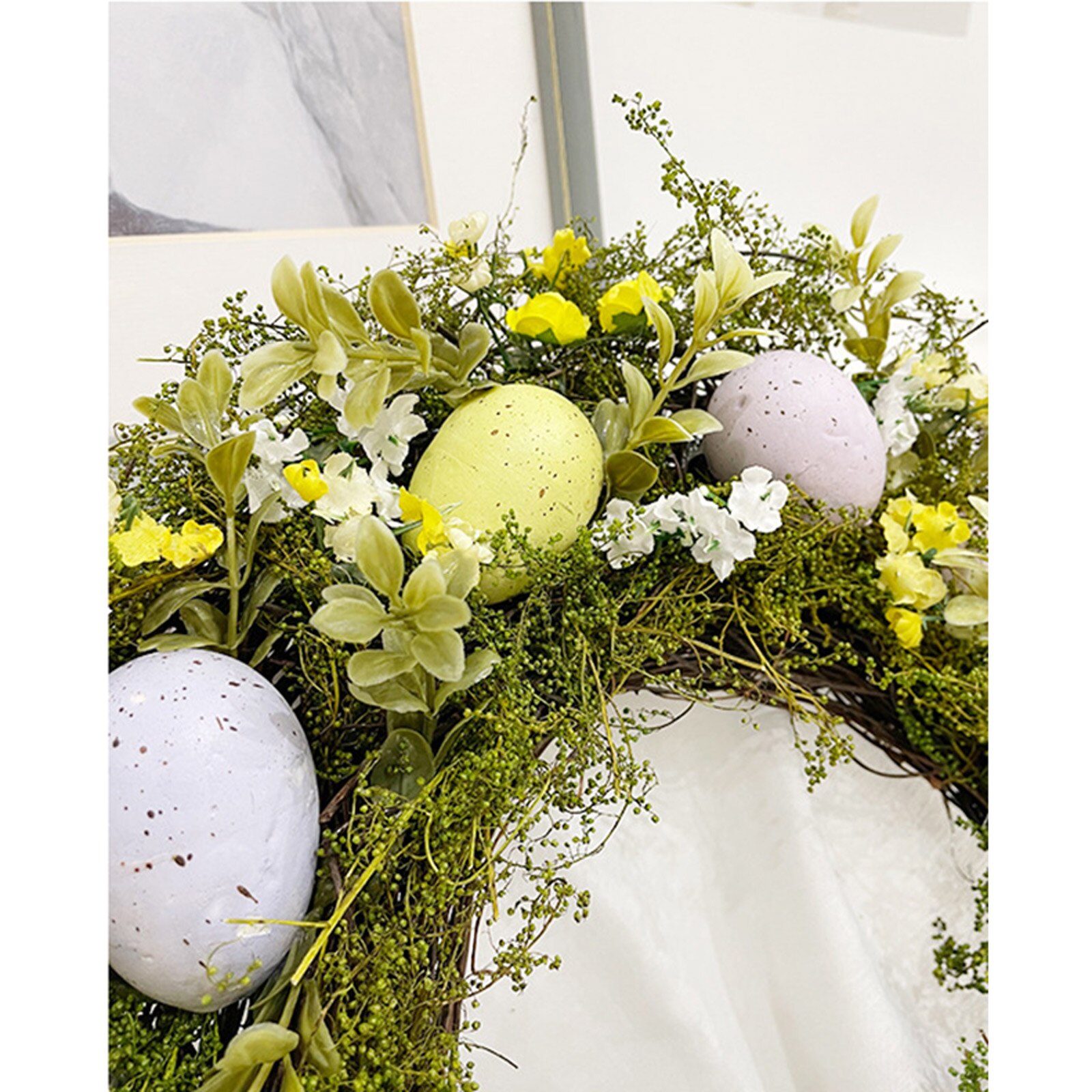 Garland Easter Decoration Simulation Wreath With Twigs And Pastel Eggs Decorations National Wall 40cm Door Round Pendant