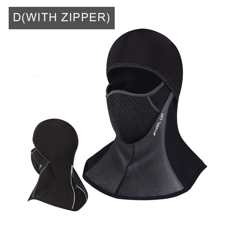WHEEL UP Cycling Face Mask Cap Ski Bike Thermal Fleece Balaclava Winter Bicycle Face Mask Dustproof hood Skating Hat Headwear: D(WITH ZIPPER)