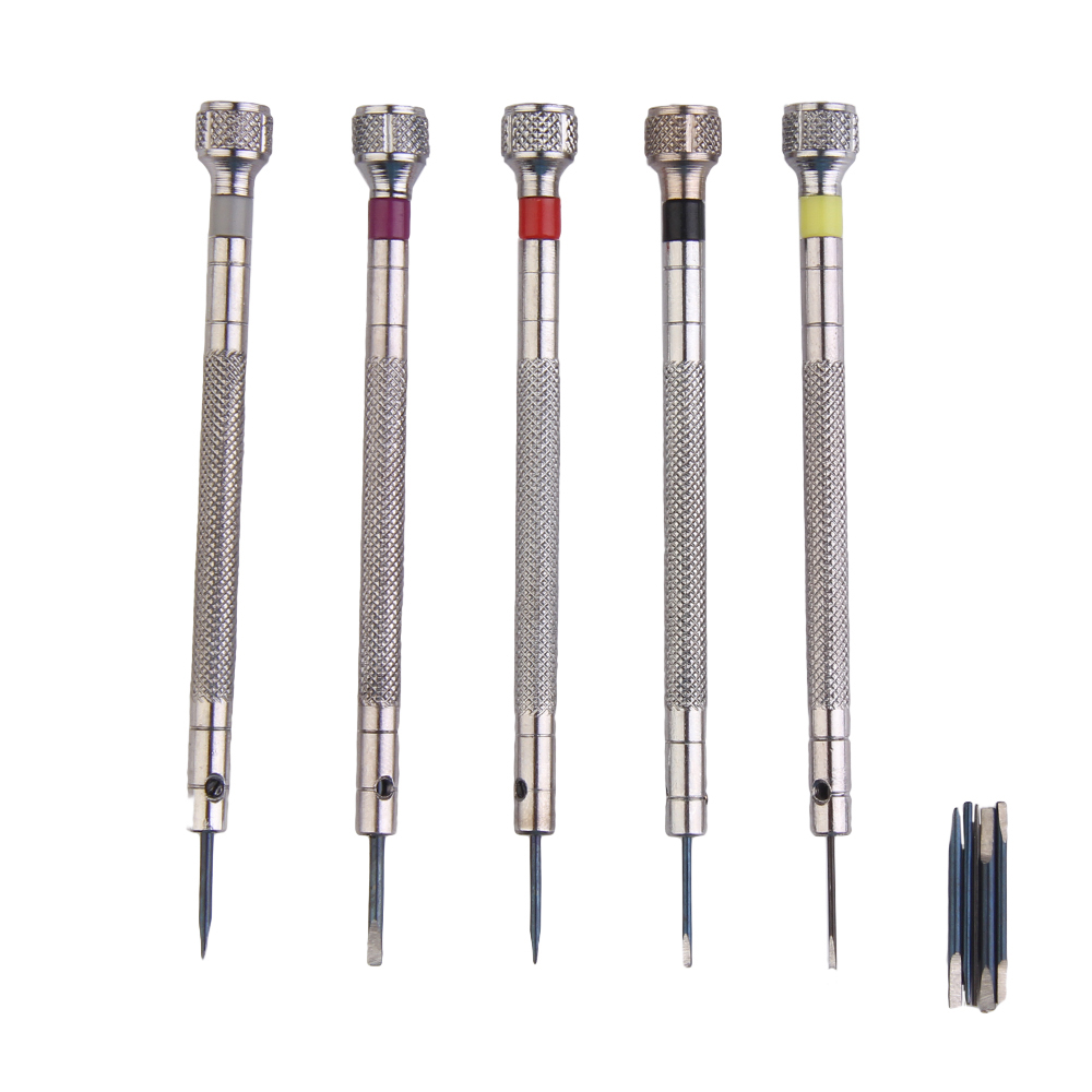 5 Pcs Alloy Steel Horloge Schroevendraaier Horloges Gereedschap Reparatie Kit Klok Multi Size Band Removal Mini Zilver Link Pins Horlogemakers tool