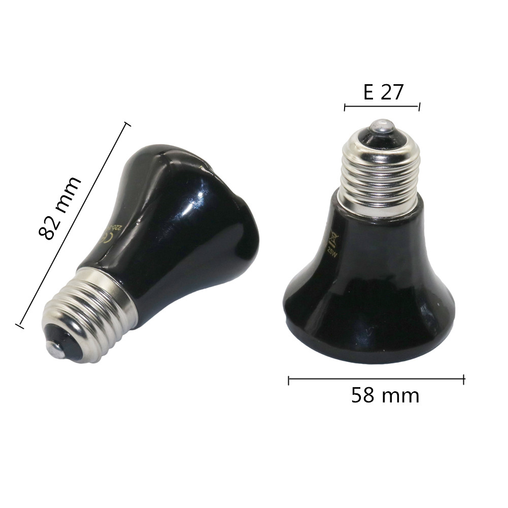1 pc escalada pet lâmpada de aquecimento emissor infravermelho cônico lâmpada cerâmica pequena pet chocadeira lâmpada controle temperatura 25/50/75/100w