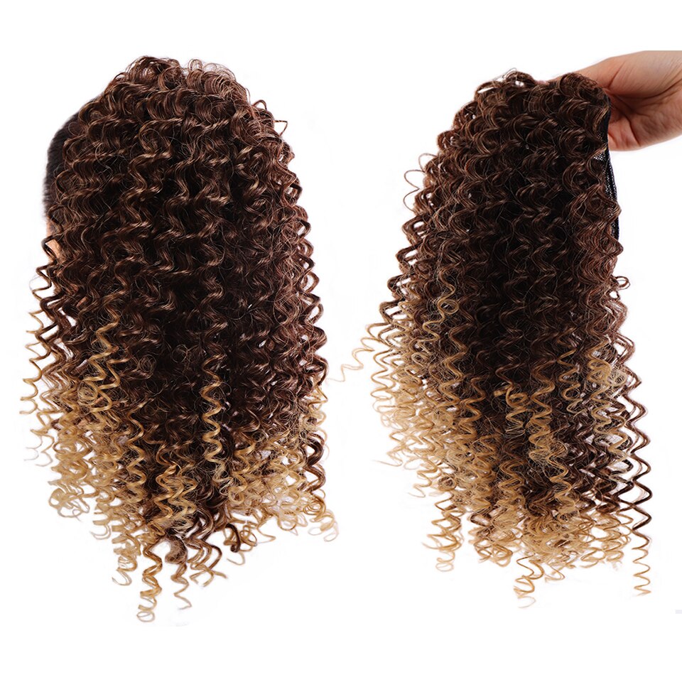 BUQI Drawstring Afro Curly Ponytail Synthetic Hair Bun Chignon Hairpiece For Women Clip in Hair Extension: T4--27