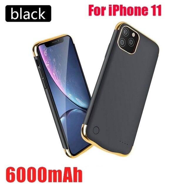 10000mAh Battery Charger Case Powerbank For iPhone 11 Pro iPhone 12 Pro Max iPhone 11 Pro Max Power Bank Battery Charging Case: i11 Black