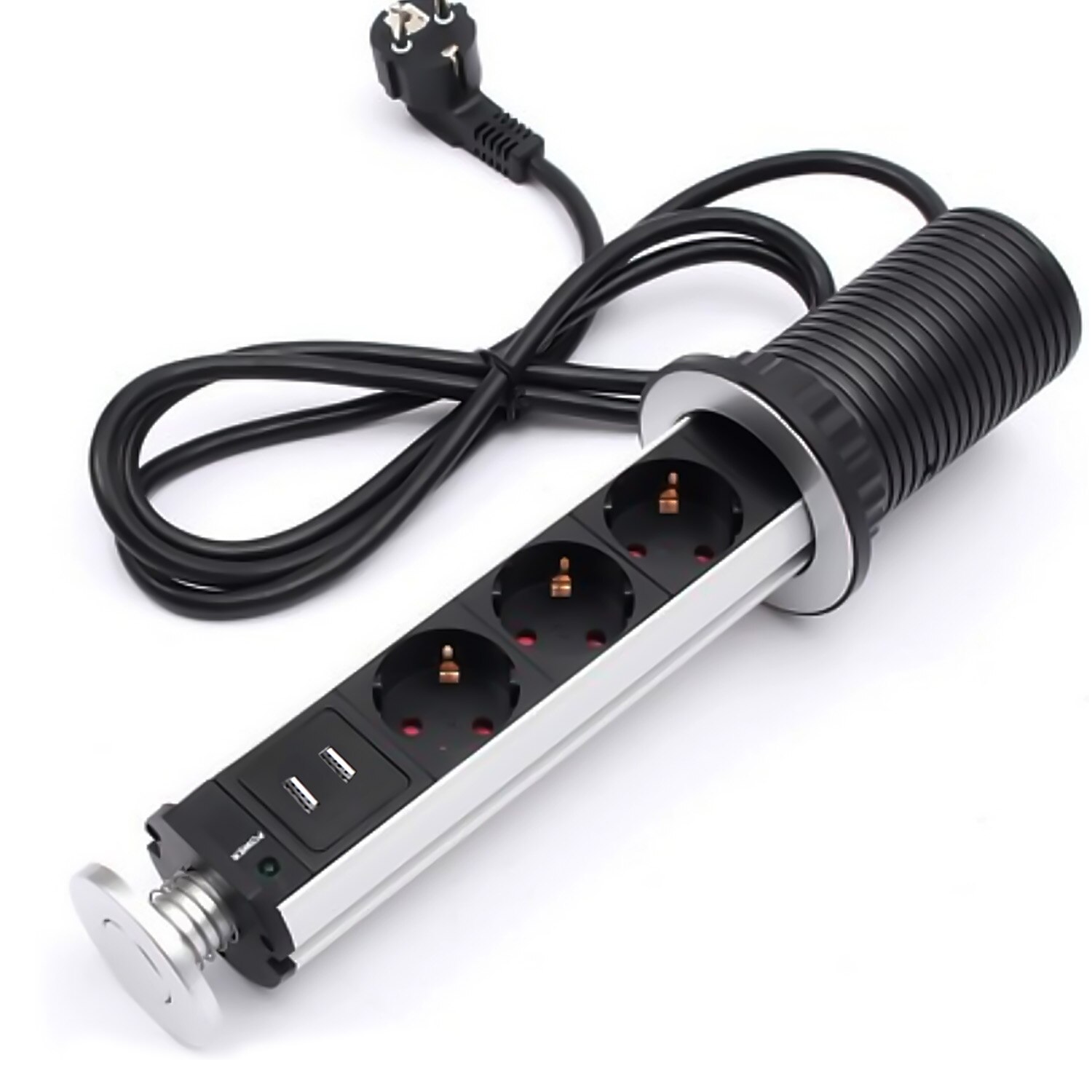 Besegad Pop-up Hidden Electrical Power Socket Outlet for Offices Hotels Meeting Room Conference Table Desk Countertop EU Plug