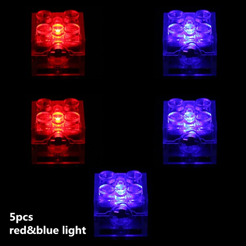 5pcs 2x2 dot LED Light Up Colorful Accessories Classic Brick Education Light-Emitting Compatible All Brands Building Blo: A