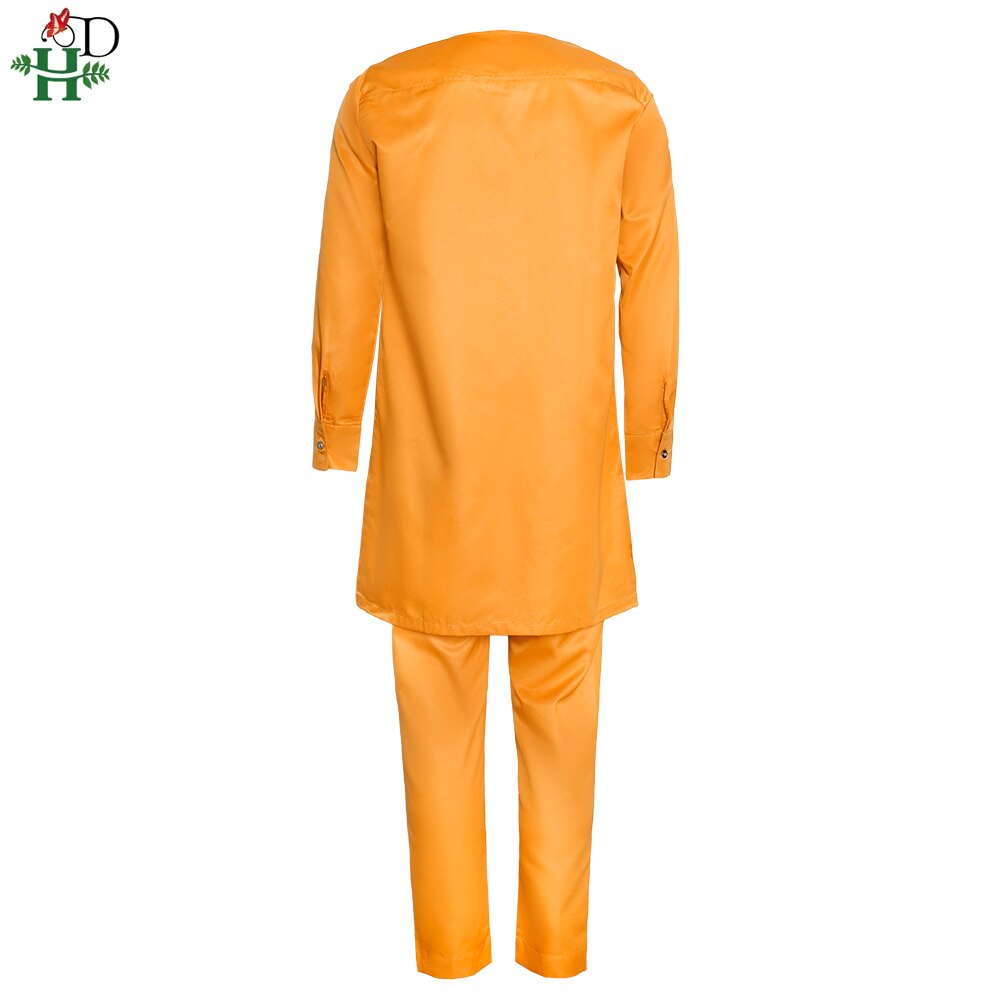 H &amp; D Dashiki Africain Tenue Hommes Chemise Brodée Pantalon 2 Pièces Costume Hippie Hommes Musulman Ensembles Thobe 2022 Européenne Vêtements