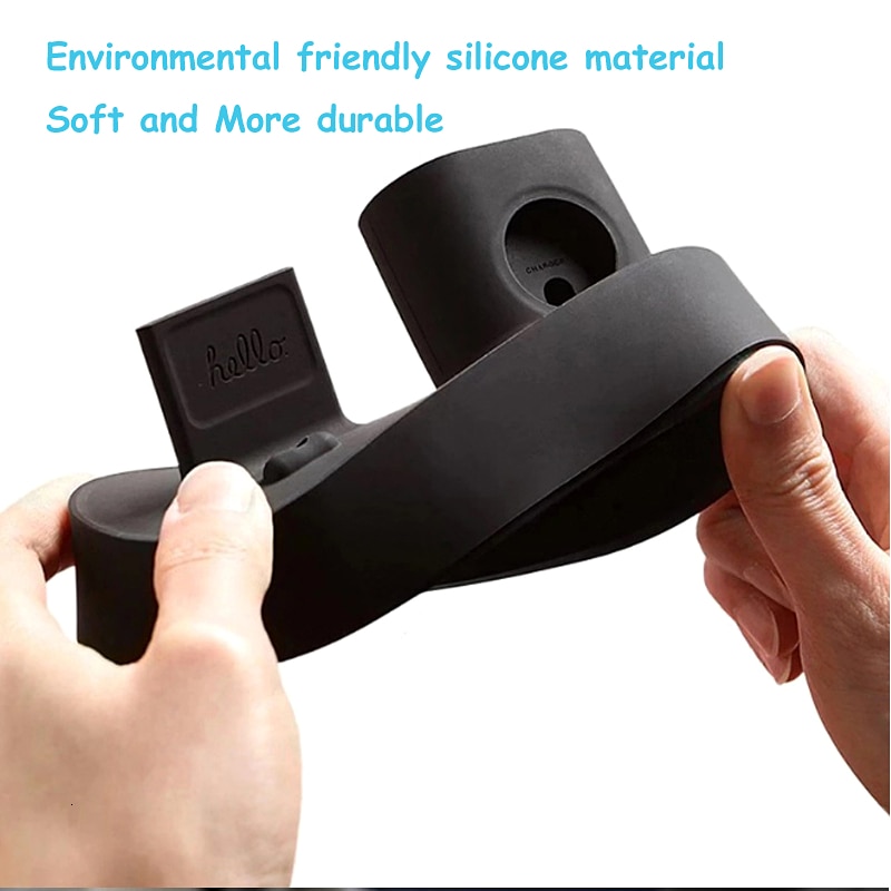 3 in 1 Charging Dock Holder For iPhone X XR XS Max 8 7 6 Silicone Charger Stand for Apple Watch AirPods Charging Station Docking