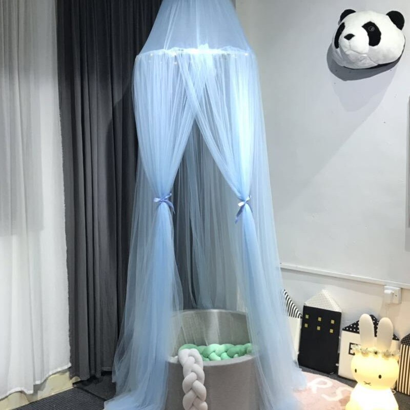 15 kleuren baby klamboe luifel kinderkamer decoratie koepel klamboe hemelbed gordijn voor kind babybed luifel roze blauw: Dromerig blauw